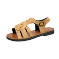 thumbnail image 2 of Hoshose New Summer Retro Women Sandals Solid Color Belt Buckle Open Toe Hollow out Non Slip Casual Beach Sandals, 2 of 8