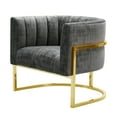 thumbnail image 3 of TOV Furniture Magnolia Slub Grey Chair with Gold Base, 3 of 5