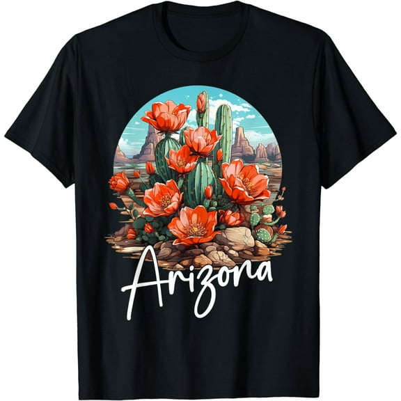 Cute Love State Of Arizona Blooming Cactus Flowers T-Shirt