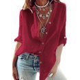 thumbnail image 3 of Mayntop Camisa larga de algodón para mujer con cuello abotonado y manga larga enrollable, blusa tipo túnica informal holgada y lisa, 3 of 5