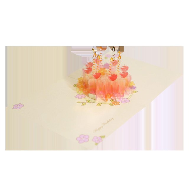 Tarjeta de cumpleaños emergente 3D, cartas de feliz cumpleaños, tarjetas de patrón de pastel de cristal para baby shower, niños, niñas, niñas, tarjetas de bendición, regalo Feliz Sencillez
