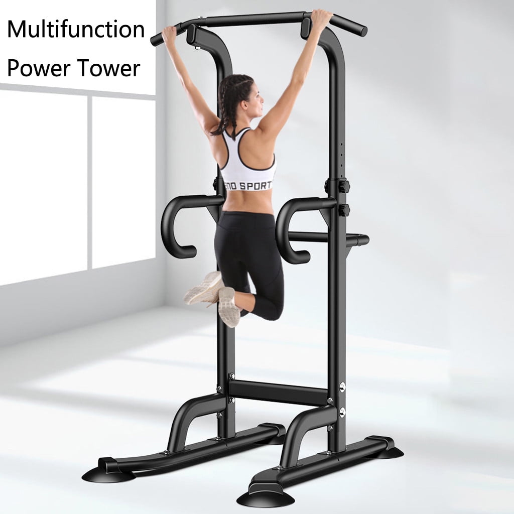 Power Tower Strength Training Workout Equipment for Home & Gym Max Load 600lbs Barbell Rack Sports Adjustable Squat Rack Stand 