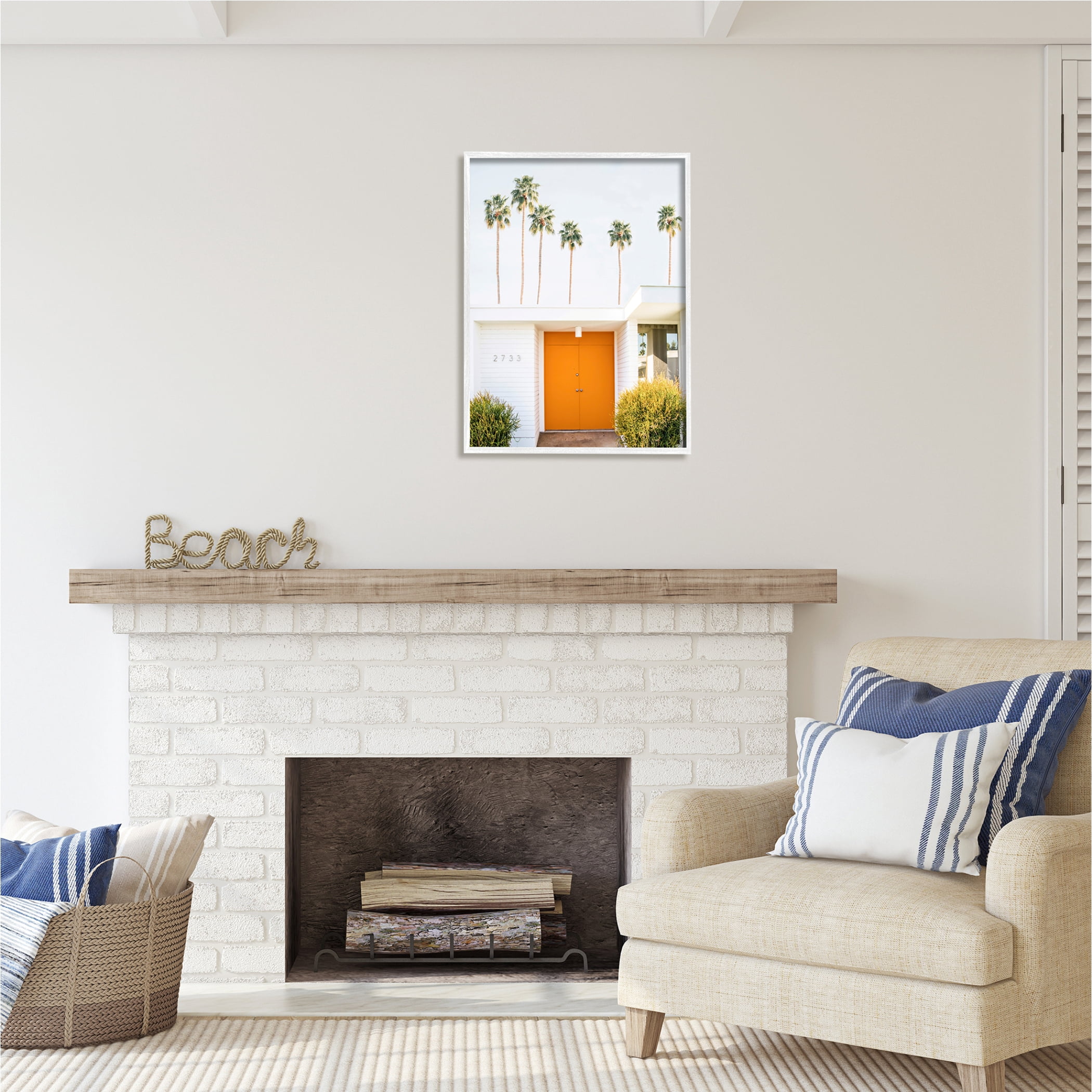 Stupell Industries Palm Springs Orange Door Botanical & Floral Photography White Framed Art Print Wall Art, 24 x 30