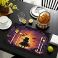 thumbnail image 7 of Halloween Pumpkin Witch Bat Spider Purple Spooky Table Mats Set of 4 Autumn Halloween Place Mats Washable Anti-Skid Outdoor Indoor Table Mats for Party Kitchen Dining Decoration, 7 of 7