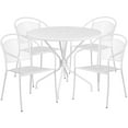 thumbnail image 2 of Flash Furniture 35.5-inch Square Steel 3-piece Patio Table Set with Round Back Chairs White, 2 of 5