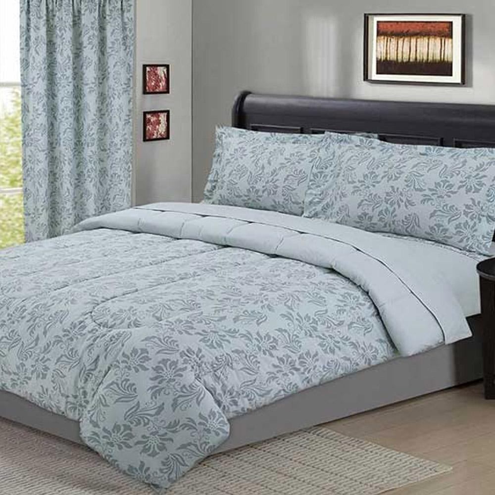 Floral Dusty Blue 5 Piece Comforter Set Walmart Canada