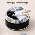 thumbnail image 3 of vnanda Stainless Steel Ashtray Stainless Steel Round Ashtray with Design Windproof Dust-free Desktop Ash Container for Home Office Outdoor Use Desktop Ash, 3 of 7