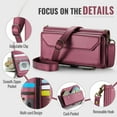 thumbnail image 6 of Asuwish Compatible with Samsung Galaxy Z Fold 5 5G 2023 Zipper Wallet Phone Case With pen slot Crossbody Lanyard Strap Flip Card Holder Slot Cell Cover for ZFold5 Z5 G Fold5 5Z Women Girls Wine Red, 6 of 8