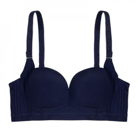 

Greyghost Fashion Female Thin Cup Bra Smooth Wire Free Padded Push Up Bras Breathable Underwear Blue 75
