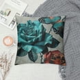 thumbnail image 2 of Chilfamy Romantic Rose Throw Pillow Covers Grunge Navy Blue Ombre Pillow Covers for Adult,Vintage Watercolor Artwork Cushion Cases,Oil Painting Butterfly Floral Decorative Square Pillow Cases White, 2 of 5