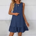 thumbnail image 4 of Nfurl Womens Sleeveless Nightgown Summer Casual Crewneck Ruffle Hem House Dresses Ladies Nightgowns Sleeping Shirts Comfy Sleepwear Navy,L, 4 of 7