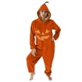 thumbnail image 5 of Halloween Fleece Onesie for Women Pumpkin Hooded One Piece Soft Plush Halloween Pumpkin Costume Hooded Pumpkin Pajamas for Halloween Party Cosplay, Lounge & Sleepwear Jumpsuit, 5 of 6