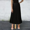 thumbnail image 2 of Dresses for Women High Waist Ruffled Chiffon A Line Midi Skirt Solid Long Lengths Womens Dress Black L, 2 of 4