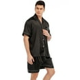 thumbnail image 5 of Keevoom Mens Silk Satin Pajamas Set Casual Short Sleeve Button Down Sleepwear Loungewear, 5 of 6
