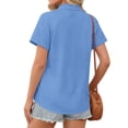 thumbnail image 5 of Fantaslook Womens Button Down Shirts Cotton Linen Short Sleeve Shirt Lapel Work Blouses Casual Summer Tops with Double Pockets, 5 of 11