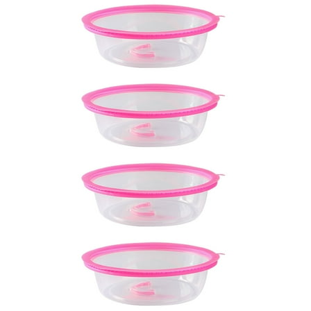 HONMEET 4Pcs Pink PP Dustproof Fresh Keeping Lids for Kitchen 7.9×7.9×2.2in
