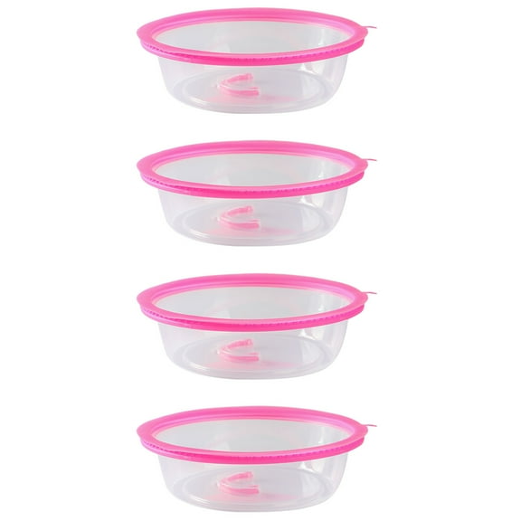 HONMEET 4Pcs Pink PP Dustproof Fresh Keeping Lids for Kitchen 7.9×7.9×2.2in