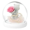 thumbnail image 1 of Oso de flores eternas con rosas decorativas, cubierta de cristal y base iluminada, regalos navideños, regalos de cumpleaños para amigos y familiares, 1 of 5