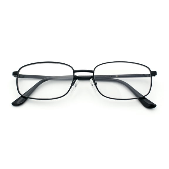 Mens Classic Narrow Rectangle Clear Lens Fashion Eyeglasses Black