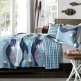 thumbnail image 1 of Full / Queen Blue Serenity Sea Fish Coral Coverlet Quilt Bedspread Set, 1 of 3