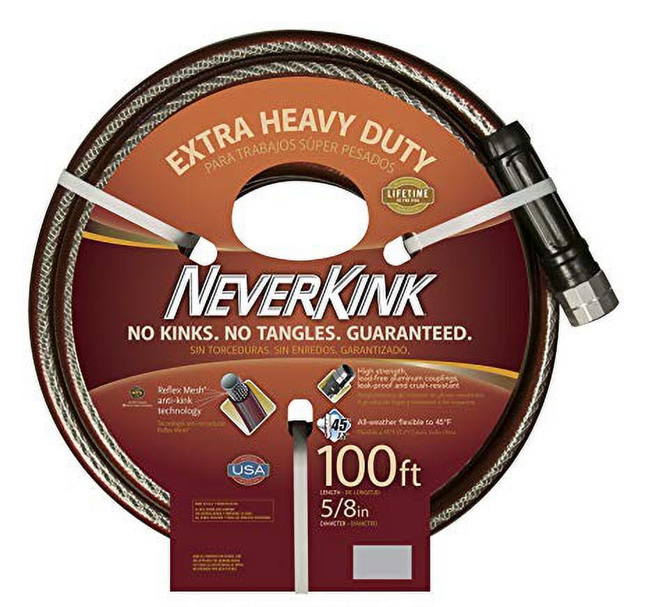 Teknor Apex Neverkink Extra Heavy Duty Garden Hose - Kink Free - 100 ft x 5/8 in, Gray — Garden & Landscape Use, Standard Connection
