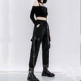 thumbnail image 5 of Black Cargo Pants for Women Techwear Women Loose Street Rock Style Casual Black Pants with Chain Goth Pants, 5 of 11