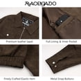 thumbnail image 6 of RAOENJADO Mens Racer Jacket PU Faux Leather Bomber Varsity Coat Casual Vintage Biker Streetwear Brown L, 6 of 8