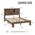 thumbnail image 2 of Harper & Bright Designs Queen Size Platform Bed with Charging Station, Wood Platform Bed Frame with Storage, Dark Brown, 2 of 7