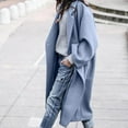 thumbnail image 2 of PMVFHDE Coats for Women Casual Long Length Solid Color Notch Lapel Long Sleeve Elegant Warm Wool Overcoat Top Light Blue,L, 2 of 5