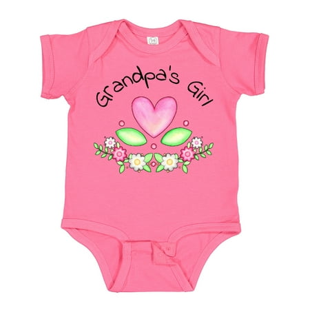

Inktastic Grandpa s Girl- Heart Flowers Gift Baby Girl Bodysuit