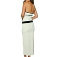 thumbnail image 5 of Biekopu Women's Summer Strapless Long Dress,Sleeveless Contrast Color Belted Bodycon Dress Evening Gown, 5 of 6