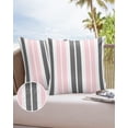 thumbnail image 6 of Pack of 2 Outdoor Pillow Covers, Pink and Grey Striped Rectangular Geometric Waterproof Square Throw Pillowcase Cushion Decorative Pillow Covers for Couch Patio Tent, 26x26 in, 6 of 6