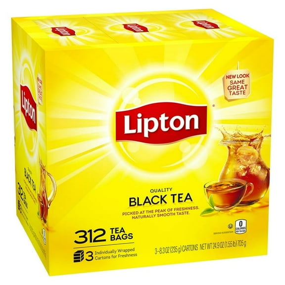Lipton Black Tea 312 Tea Bags, Naturally Smooth Taste, – Caffeinated Hot or Iced Tea