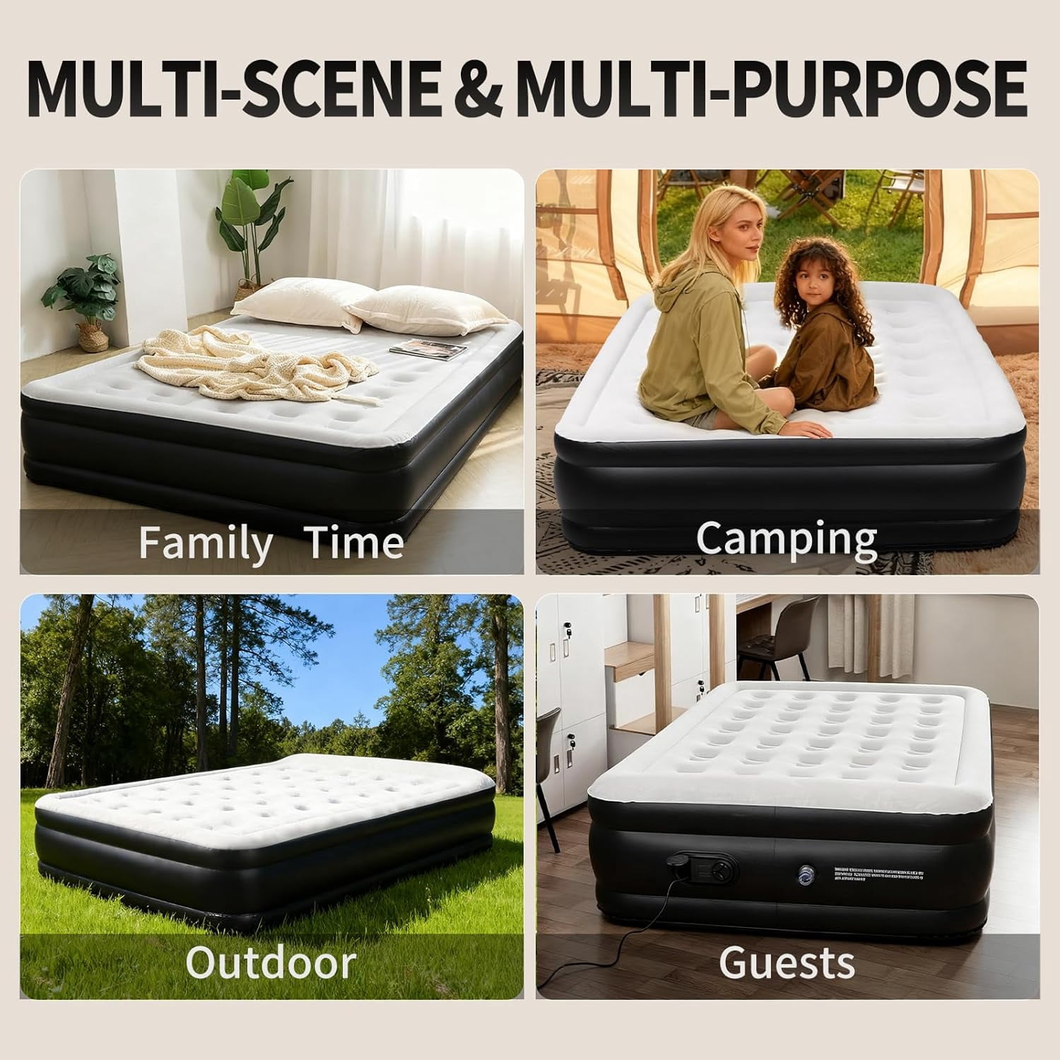 Air Mattress Full with Built in Pump, Upgraded 18 inch Raised Comfortable Blow Up Airbed with Carrying Bag, Portable Inflatable Mattress for Camping, Home, Guests