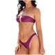 thumbnail image 2 of Trajes de baño Amzcrzy Tankini para mujer, trajes de baño, traje de baño de dos piezas con control de abdomen, bikini para mujer con tirantes en el cuello y abertura de tres puntos, color vino, M, 2 of 5