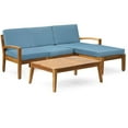 thumbnail image 2 of Afuera Living Outdoor 3 Seat Acacia Wood Sectional Sofa Set Teak/Blue, 2 of 13