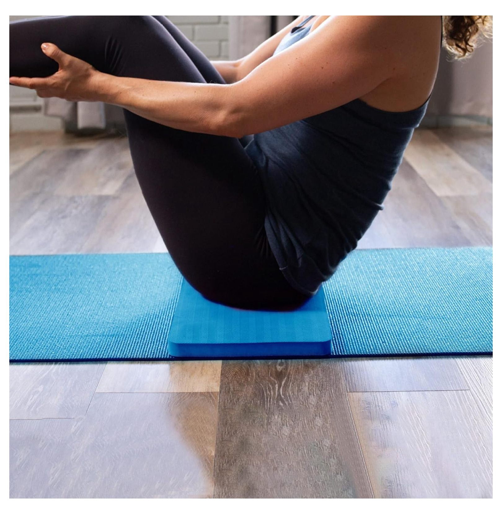 Yoga Mat with Knee Pad & Blocks - 71x24 Inch Extra Thick Non-Slip Mat for Home Gym & Studio - 1 Inch Foam, Anti-Tear, Includes Strap & Cushion