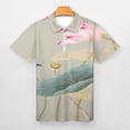 thumbnail image 3 of Chinese Lotus Men Zipper T-shirt Summer Casual Short Sleeve T-shirt Top, 3 of 7
