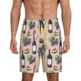thumbnail image 3 of Lsque Watercolor Bottles And Glasses Mens Sleep Pajama Shorts,Short Pajama Pants, Cotton Ultra-Soft Knit-Large, 3 of 9