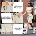 thumbnail image 4 of Cadmus Women's Casual Comfy 9" Bermuda Shorts Yoga Walking Running Drawstring Shorts with Pockets, 4 of 8