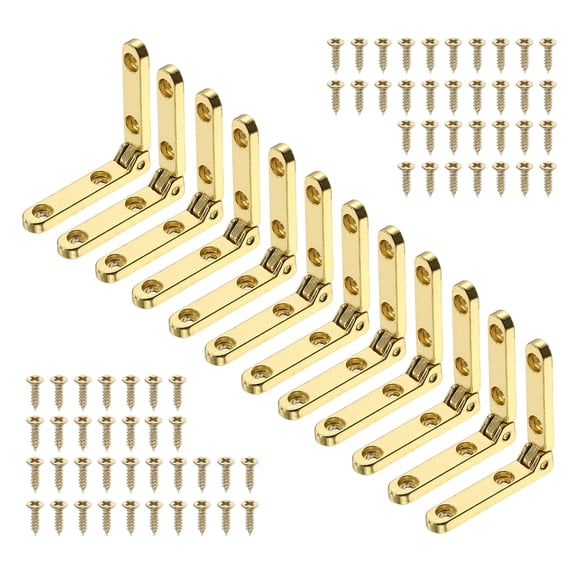 Uxcell 12 Pcs 90 Degree Hinges Mini Hinges Zinc Alloy Golden Tone, Small Hinge with Screws, 30x30x6mm for Jewelry Box, Wooden Box, Chest Case, DIY Craft