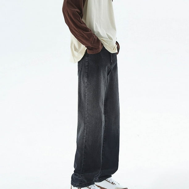 Puntoco Pantalones cargo de color sólido con bolsillos y cremallera, cintura elástica y largo completo para hombre