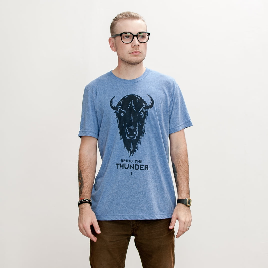 Unisex Men and Women Bring The Thunder Tee Shirt OKC Oklahoma City Adult Blue Triblend by Shop Good by Shop Good