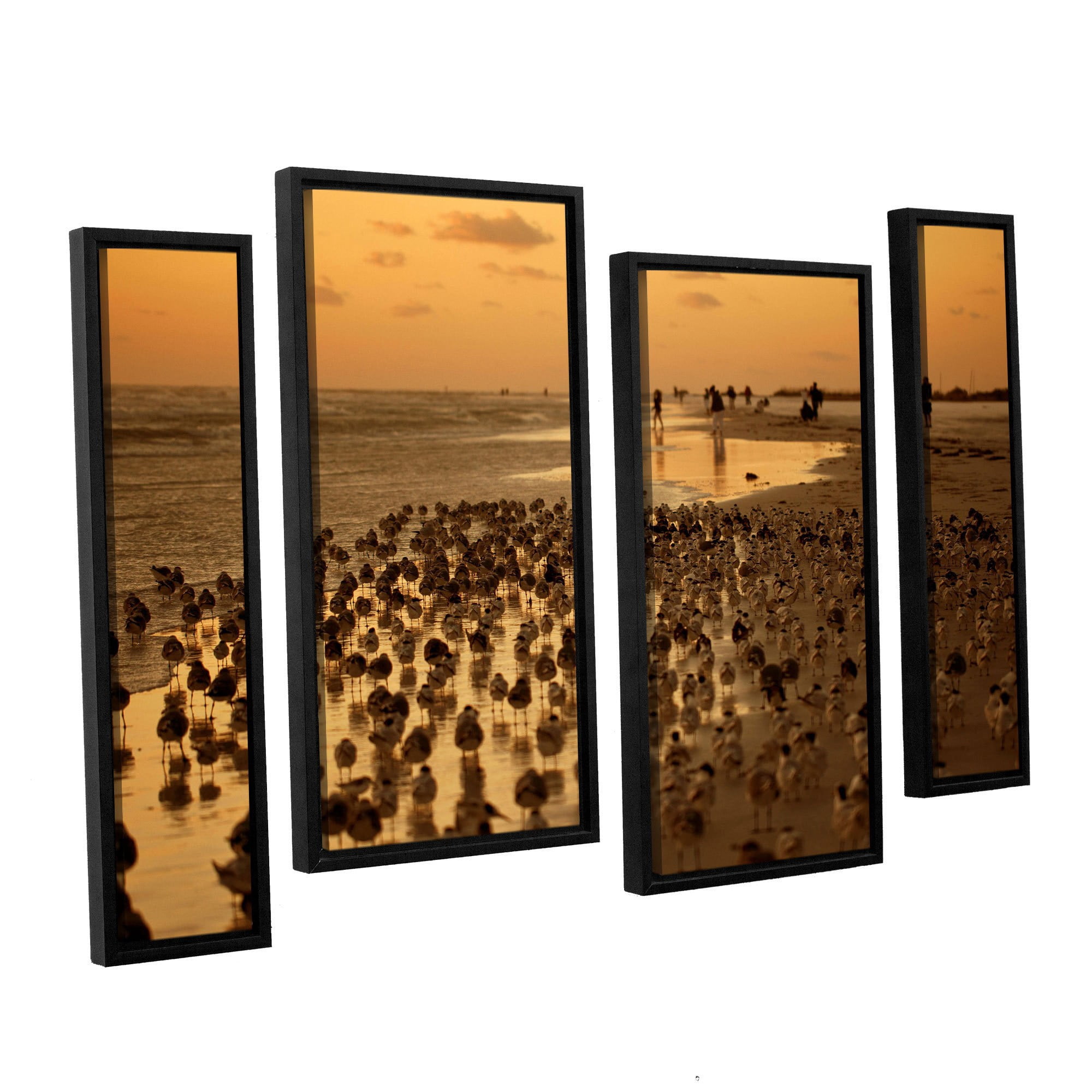ArtWall Lindsey Janich "Seagulls III" 4-Piece Floater Framed Canvas Staggered Set