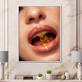 thumbnail image 2 of Close Up VIew of Female Lips Biting Gummy Bear 16 in x 32 in Framed Painting Canvas Art Print, by Designart, 2 of 5