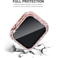 thumbnail image 4 of GHSDFBB 2-Pack Bling Cases with Screen Protector Compatible for Apple Watch 41mm, Fully Paved Diamonds Protective Case for iWatch Series 7/8 (41mm, Rose Gold+Clear), 4 of 7