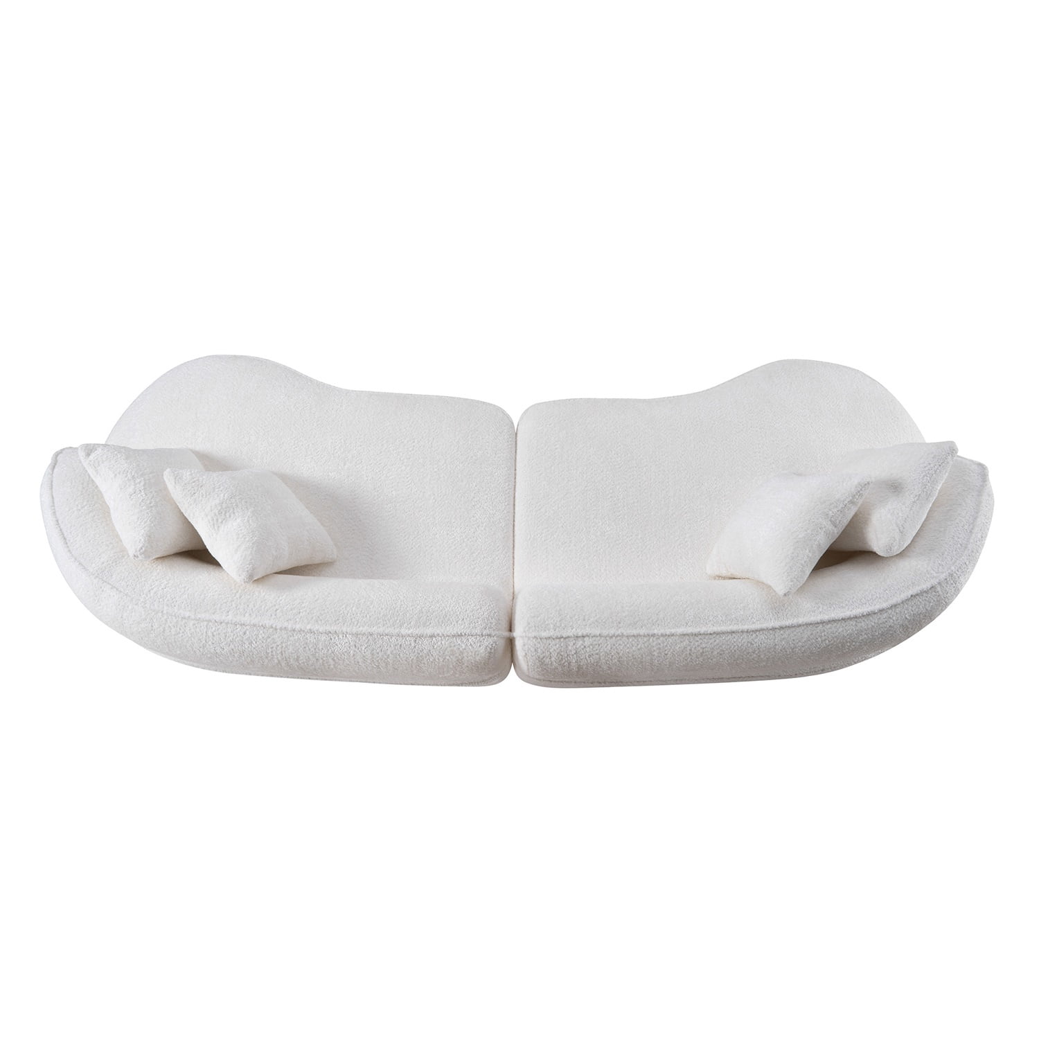 Hommoo 114" Modern Curved Luxury Sectional Sofa, 4-Seat Boneless Cloud Couch Comfy Sleeper Couch for Living Room & Bedroom, White