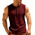 thumbnail image 5 of LIBRCLO Mens Tops Sleeveless V-Neck Solid Color Button Down Tops Comfort Active Casual Clothes, 5 of 7