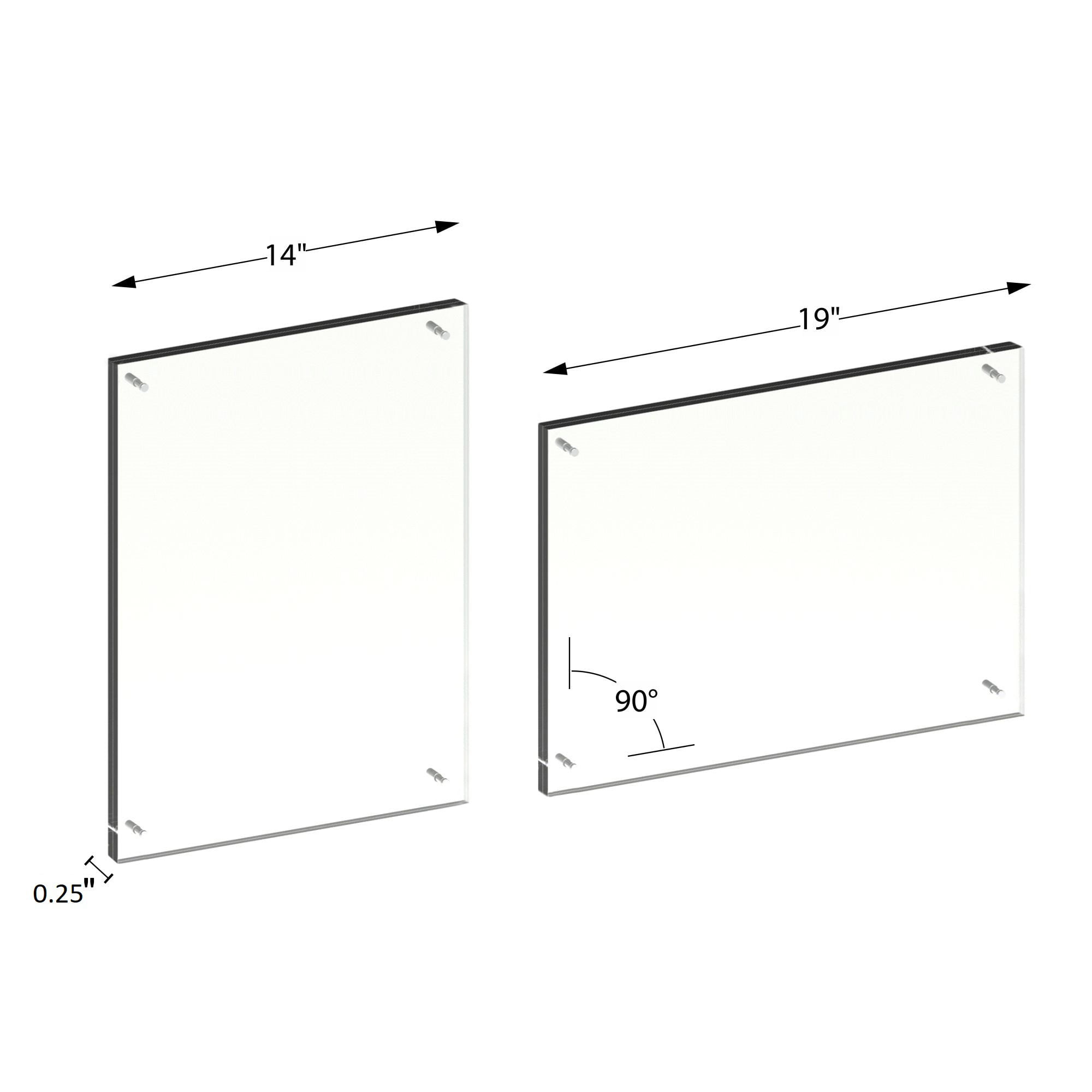 Acrylic Wall Mount Floating Frameless Picture Frame Clear Portrait Holder  (Size 11 X 14)