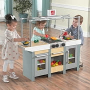 Step2 Uptown Urban Wood Play Kitchen & Island with 10 Piece Accessory Play Set